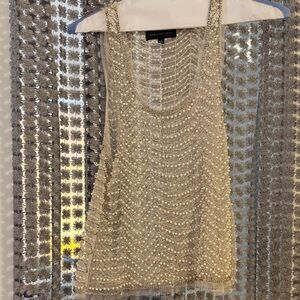 English Rose Glittering Silver Tank Top